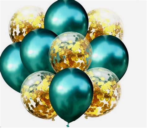 green metallic balloons